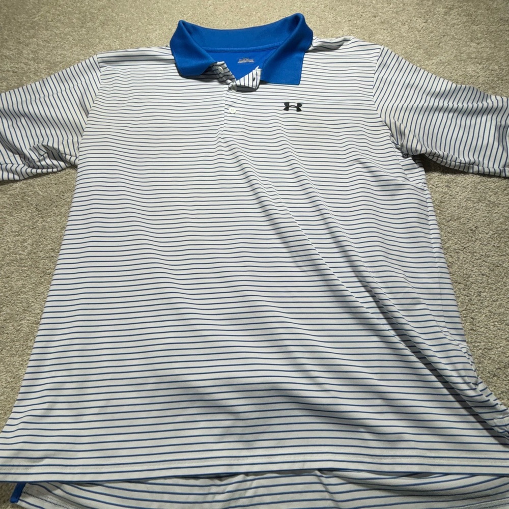 Under armour blue stripe men’s‎ polo Sz XXL